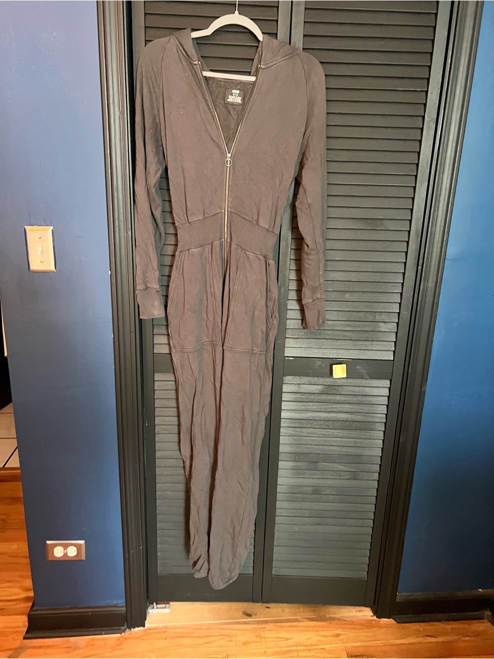 aerie Charcoal Hooded Zip Onesie